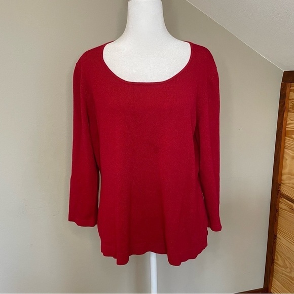 Ann Taylor Loft Red Scoop Neck Sweater Extra Large - Picture 1 of 8